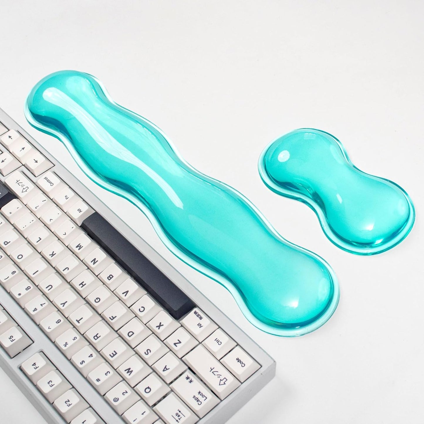 Ergonomic Gel Keyboard and Mouse Wrist Rest Set – Clear Wrist Rest for Computer Keyboard 60%/68%/75%, Comfort & Support for Typing and Gaming (Grey Purple)