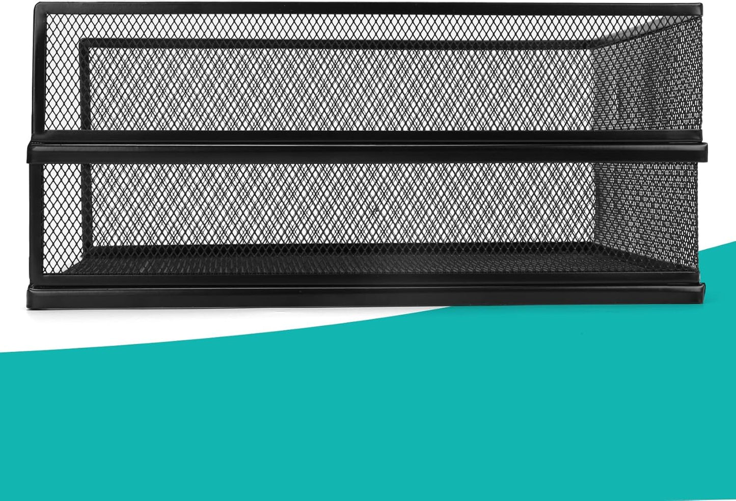 Wire Mesh Letter Trays Paper Tray Desk File Organizer, 2 Pack Stackable Metal Front-Load Documents Tray for Office Supplies File (Lengthways)