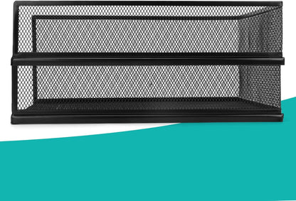 Wire Mesh Letter Trays Paper Tray Desk File Organizer, 2 Pack Stackable Metal Front-Load Documents Tray for Office Supplies File (Lengthways)