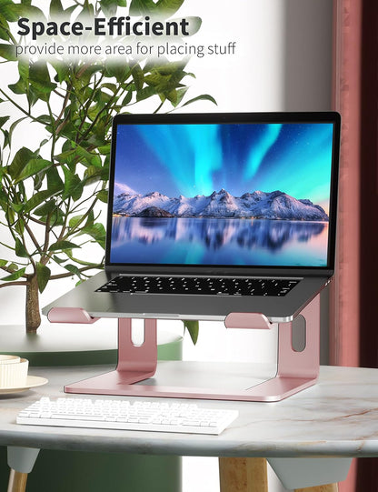 SOUNDANCE Laptop Stand, Aluminum Computer Riser, Ergonomic Laptops Elevator for Desk, Metal Holder Compatible with 10 to 15.6 Inches Notebook Computer, Silver