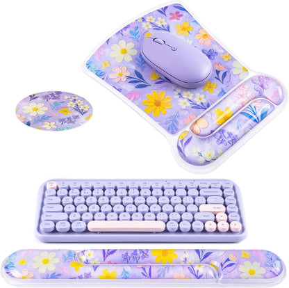 Ospelelf Mouse Pad with Wrist Rest and Ergonomic Gel Keyboard Hand Wrist, Support for Typing Gaming, Relieve Wrist Pain, Cool & Easy to Clean, for Office, Programmer, Home Computer Use, Pink
