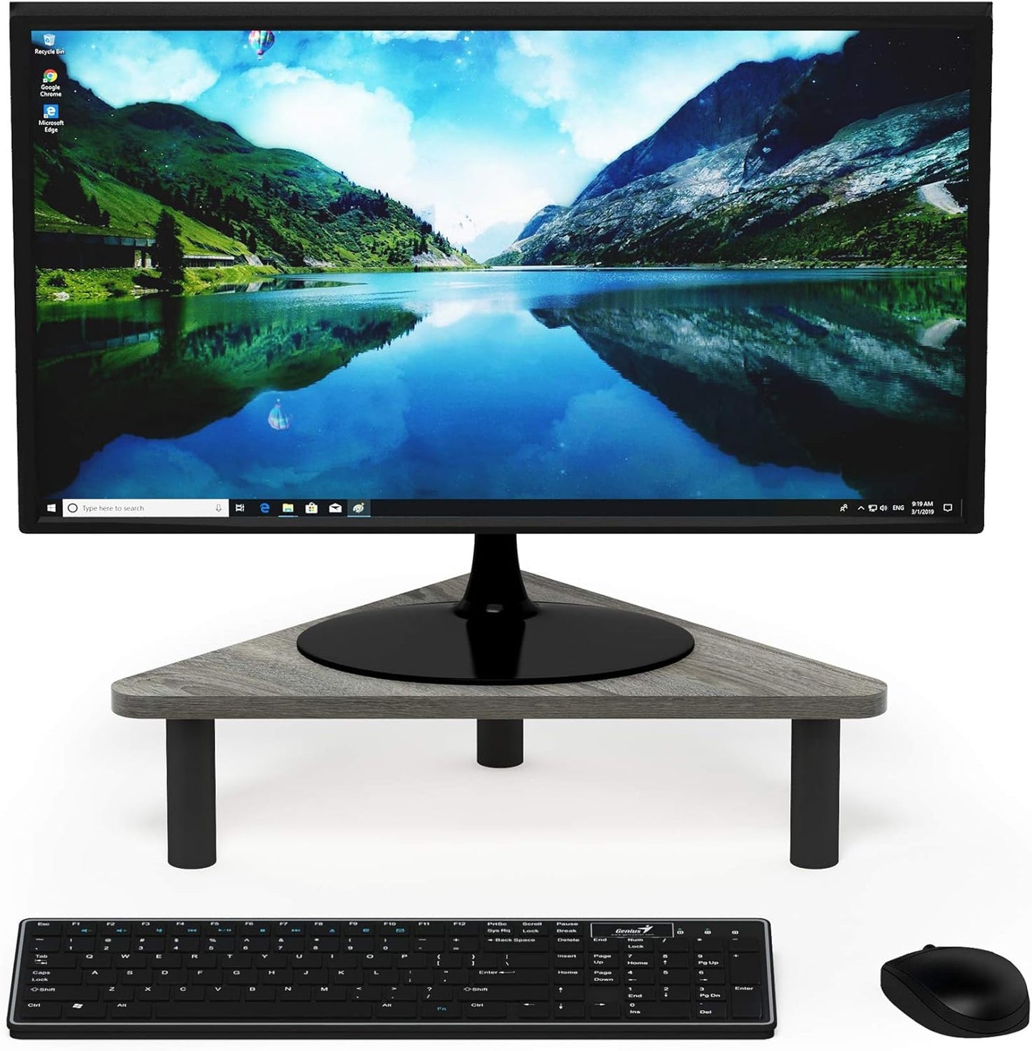 Furinno Turn-N-Tube Corner Monitor Riser Stand with Stainless Steel Tubes, Americano