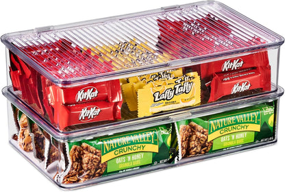 Sorbus Fridge Organizer & Pantry Storage with Lids- Clear Plastic Freezer Organizer Bins- MultiPurpose & Versatile Stackable Cabinet Organizers- Cosmetics,Office Supplies,Food Snack Organizers- 2 Pack