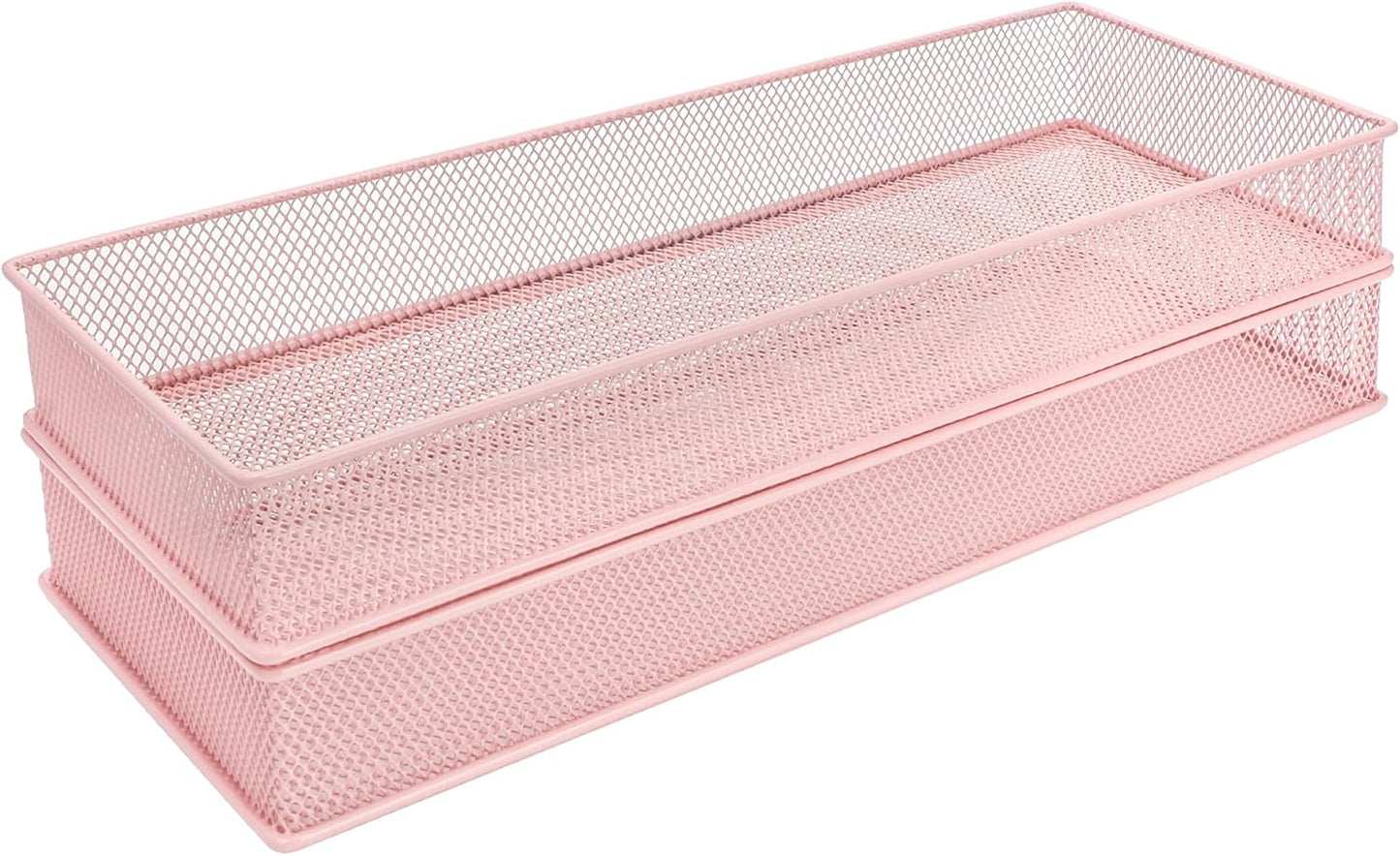 Annova Stackable Mesh Drawer Cabinet and Shelf Organizer Bins Storage Basket School Office Supply Holder Tray- Set of 2 (Gold, 3x3x2 Inch)