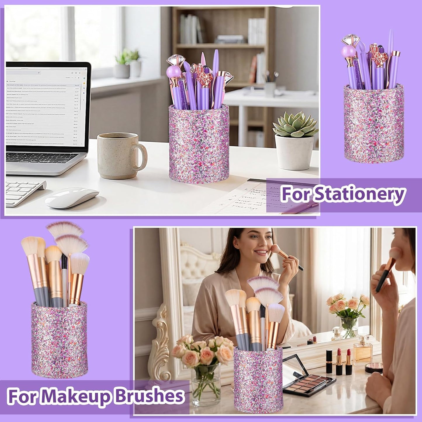 BESARTE 9 Pcs Pink Pens With Pen Holder for Desk, Fancy Pens Pink Mom Gifts Desk Accessories for Weddings Parties Mothers Day Gifts for Mom Wife