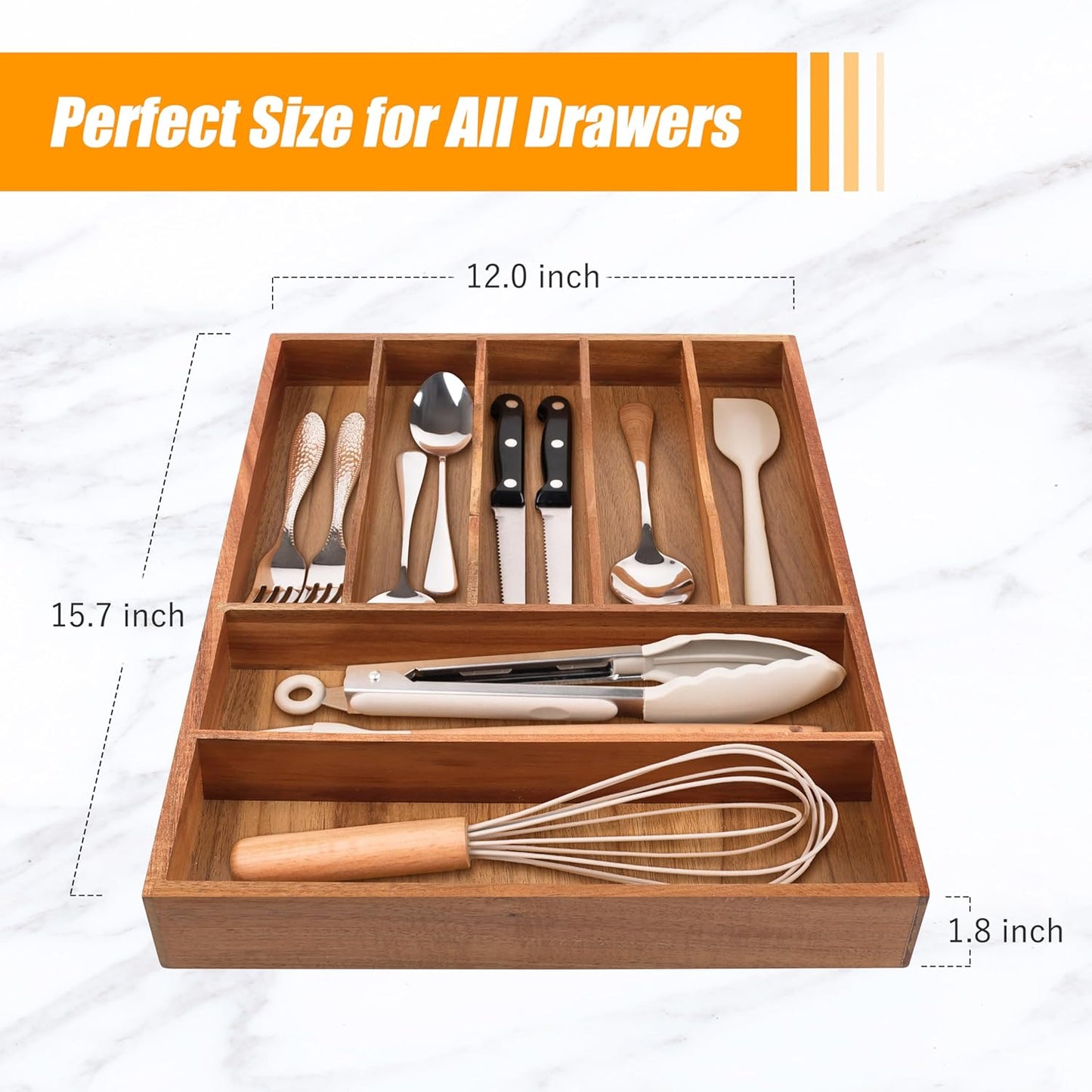 Kitchen Silverware Drawer Organizer and Storage Flatware Cutlery Utensil Holder Spice Rack Containers Bathroom Counter Cabinet Office Desk Makeup Drawer Tray Kitchen and Dining Tools Decor Accessories