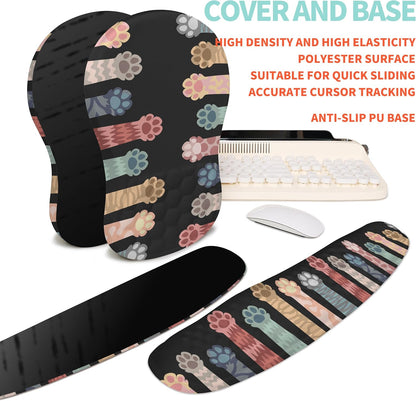 2-in-1 Ergonomic Set, Wave Rise Keyboard Wrist Rest and Massage Bulge Slope Mouse Pad Wrist Support, Cushion Memory Foam Integrated to Relieve Wrist Pain, Black