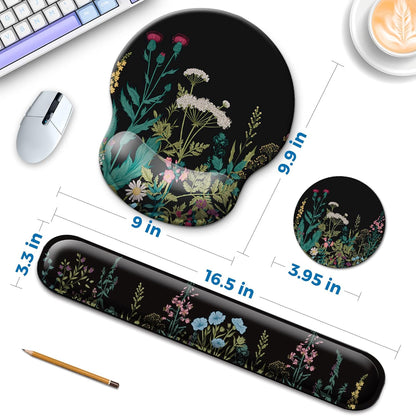 Mouse Pad and Keyboard Wrist Rest Support, with Non-Slip PU Base,Gel Mouse Pad with Coaster,Pain Relief for Gaming, Computer,Office -Beach