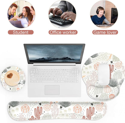 Ergonomic Mouse Pad with Wrist Rest and Keyboard Wrist Rest, Memory Foam Wrist Rest for Computer Keyboard, Easy Typing, Pain Relief, Mouse Pad Wrist Support for Gaming,Office, Laptop, Black Flower