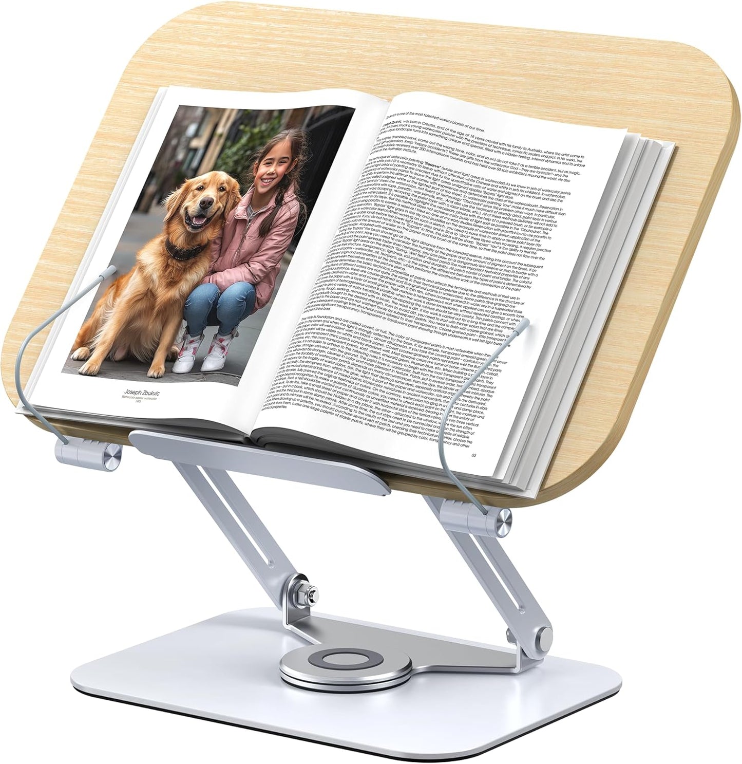 MOKURU Book Stand for Reading, 360° Adjustable Book Holder, Foldable Book Holder Stand, Cookbook Stand, Textbook Stand, Bible Stand, Hands Rree Book Stand, Laptop Stand, Tablet Stand