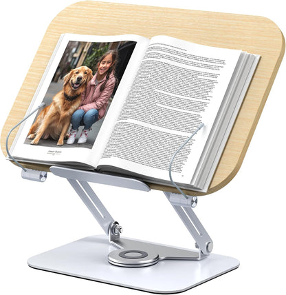 MOKURU Book Stand for Reading, 360° Adjustable Book Holder, Foldable Book Holder Stand, Cookbook Stand, Textbook Stand, Bible Stand, Hands Rree Book Stand, Laptop Stand, Tablet Stand