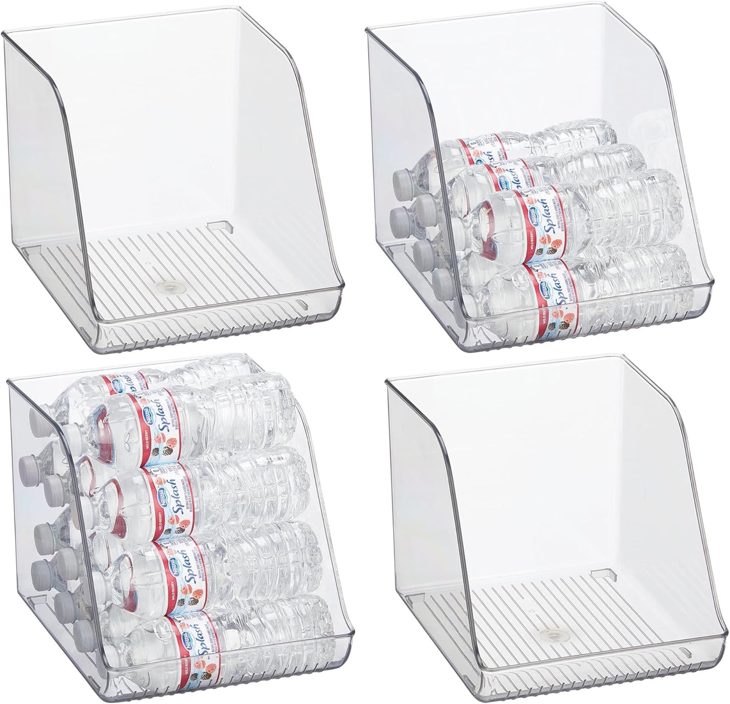 iDesign Plastic Water Bottle Organizer for Fridge, Bottle Holder for Kitchen and Pantry, Clear, 2-Pack