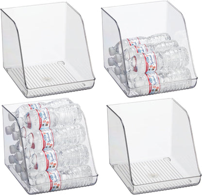 iDesign Plastic Water Bottle Organizer for Fridge, Bottle Holder for Kitchen and Pantry, Clear, 2-Pack