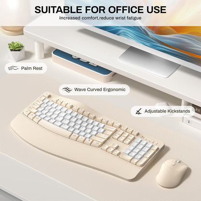 Wireless Keyboard and Mouse Combo,2.4G Full Size Wave Keys Ergonomic Keyboard with Wrist Rest for Natural Typing, 3 DPI Adjustable Ergonomic Silent Mouse for Computer/Laptop/Windows/Mac (Gray)