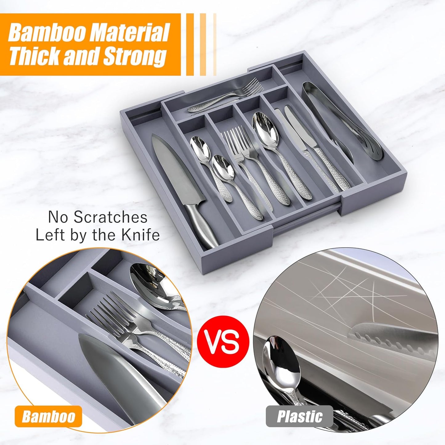 Kitchen Silverware Drawer Organizer and Storage Flatware Cutlery Utensil Holder Spice Rack Containers Bathroom Counter Cabinet Office Desk Makeup Drawer Tray Kitchen and Dining Tools Decor Accessories