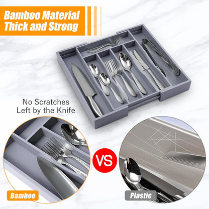 Kitchen Silverware Drawer Organizer and Storage Flatware Cutlery Utensil Holder Spice Rack Containers Bathroom Counter Cabinet Office Desk Makeup Drawer Tray Kitchen and Dining Tools Decor Accessories