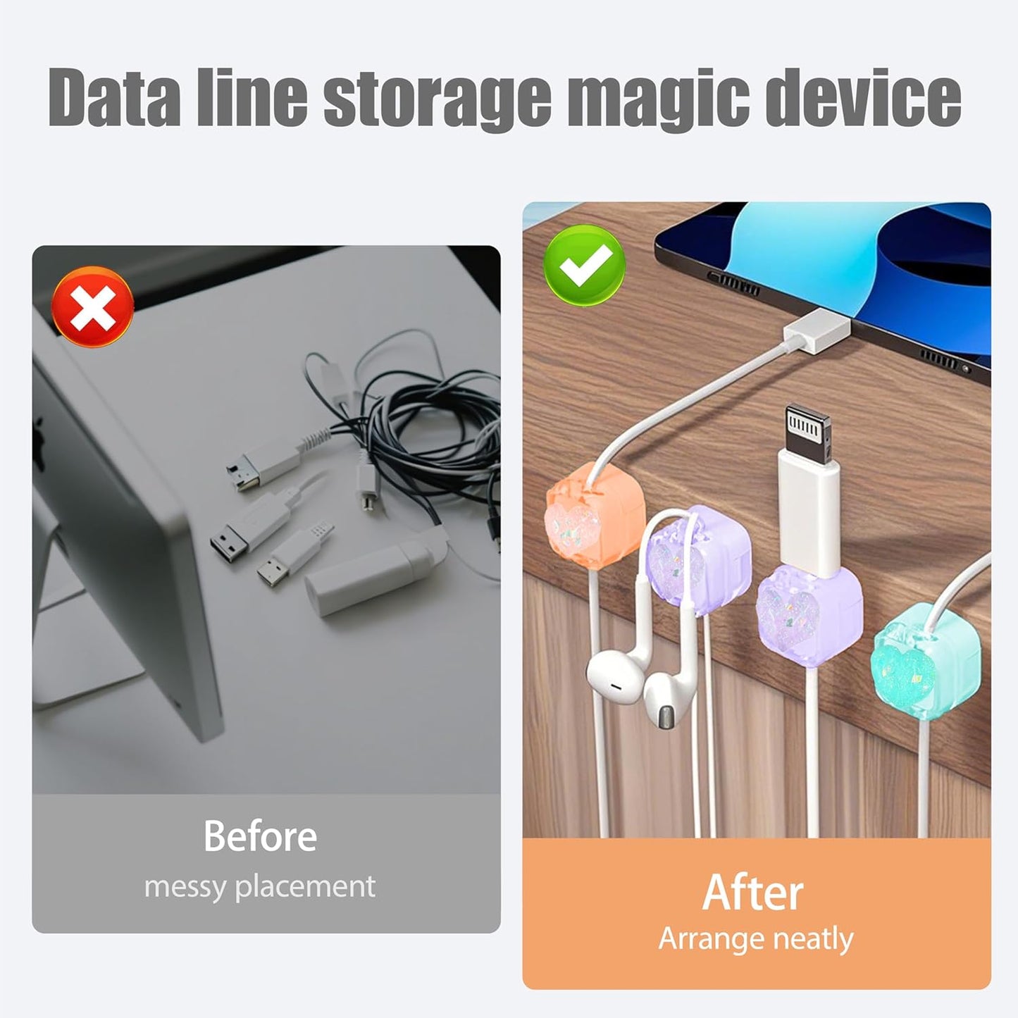 9Pack Magnetic Cable Clips for Nightstand, Adhesive Night-Glowing Cord Holder Organizer for Office Home Desk Wall Car (Star Cat Strawberry)