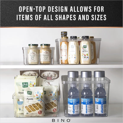 BINO | Plastic Storage Bins, X-Small - 5 Pack | THE LUCID COLLECTION | Multi-Use Built-In Handles BPA-Free Clear Storage Containers | Fridge Organizer | Pantry & Home Organization
