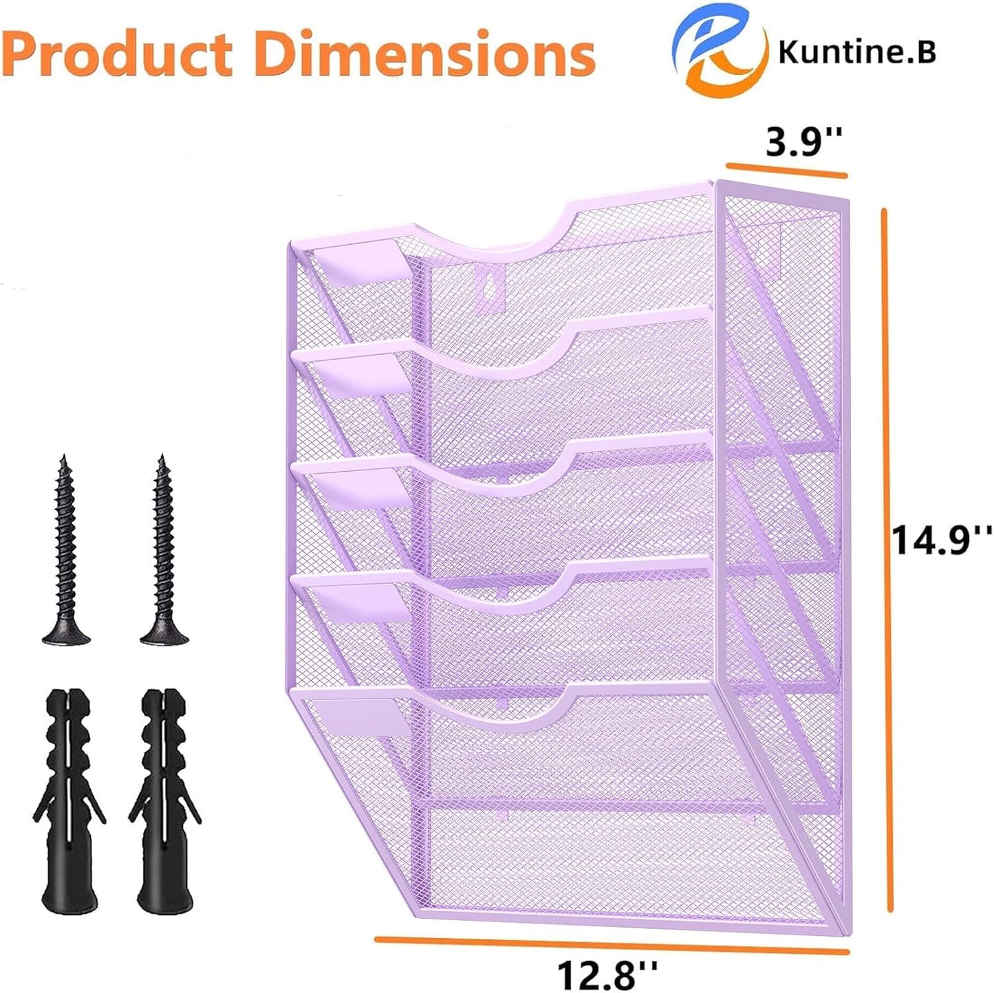Kuntine.B Wall File Organizer Office Hanging Magazine Holder Wall File Organizer for Office Home (Black, 5 Tier)