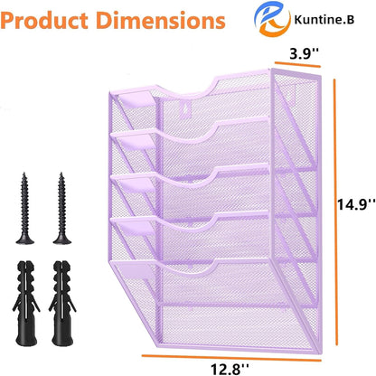 Kuntine.B Wall File Organizer Office Hanging Magazine Holder Wall File Organizer for Office Home (Black, 5 Tier)