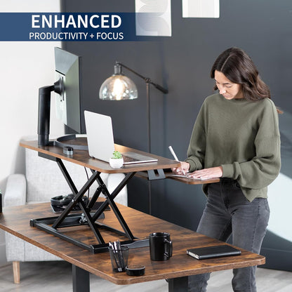 VIVO 26 inch Desk Converter, K Series, Height Adjustable Sit to Stand Riser, Dual Monitor and Laptop Workstation with Keyboard Tray, Black, DESK-V026KB