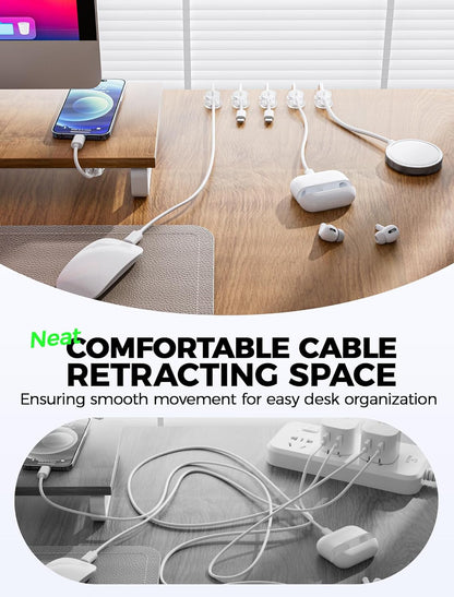 9 Pack Magnetic Cable Clips - gliship [Upgraded 360° Rotatable] Cord Organizer, Strong Magnetic Cord Holder, Adhesive Wire Keeper, Phone Cord Holder, Nightstand Wire Keeper Desk Decor, Tidy Helper