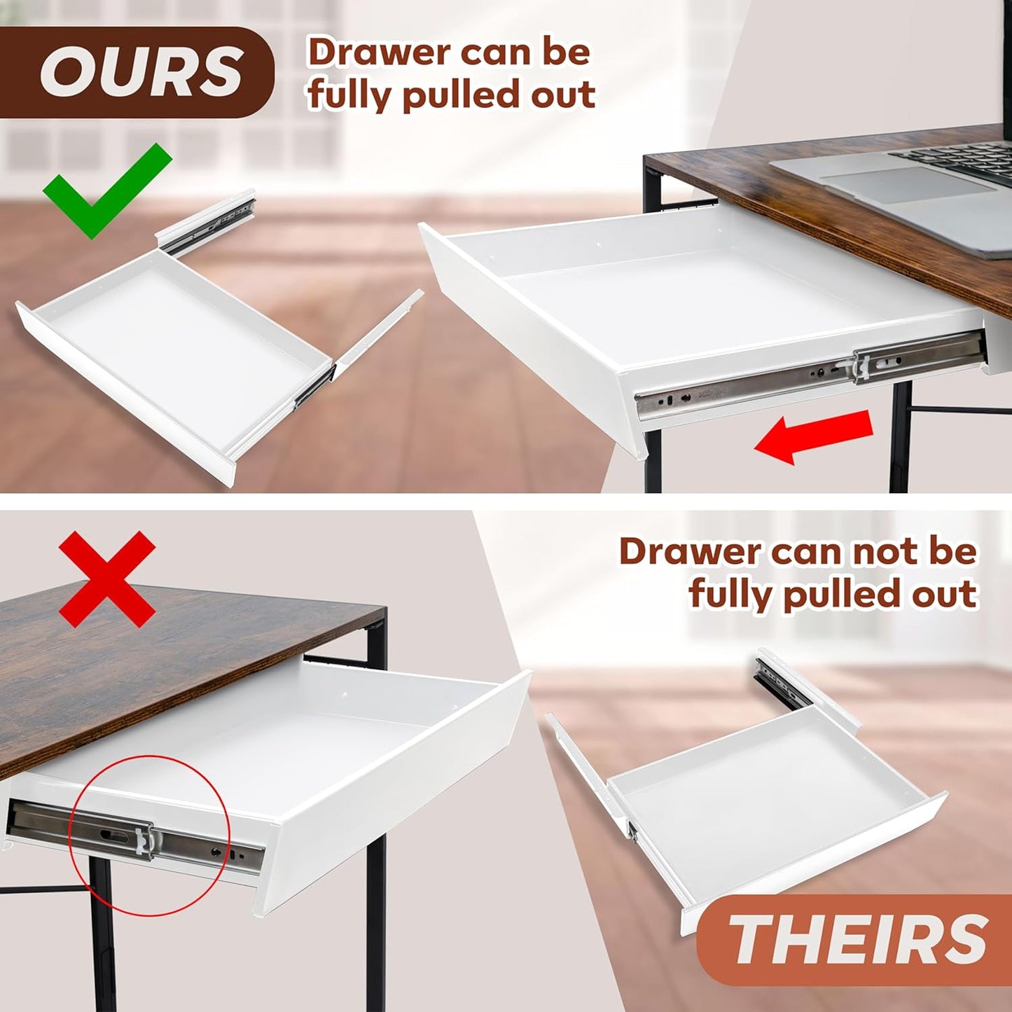 Large 23.6 Inch Under Desk Drawer Slide Out, Pencil Drawer, Undermount Desk Drawer, Under Counter Drawers, Attachable Desk Drawer, Drawer For Under Desk, Undermount Drawer, Under Desk Pull Out Drawer