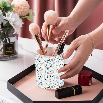 Pencil Holder for Desk Organizer,Ceramic Writing Utensil Storage Organizer Aesthetic Floral Pattern Pen Holder Pen Cup Makeup Brush Holder Creative Gift for Desktop Supplies,School Life Blue