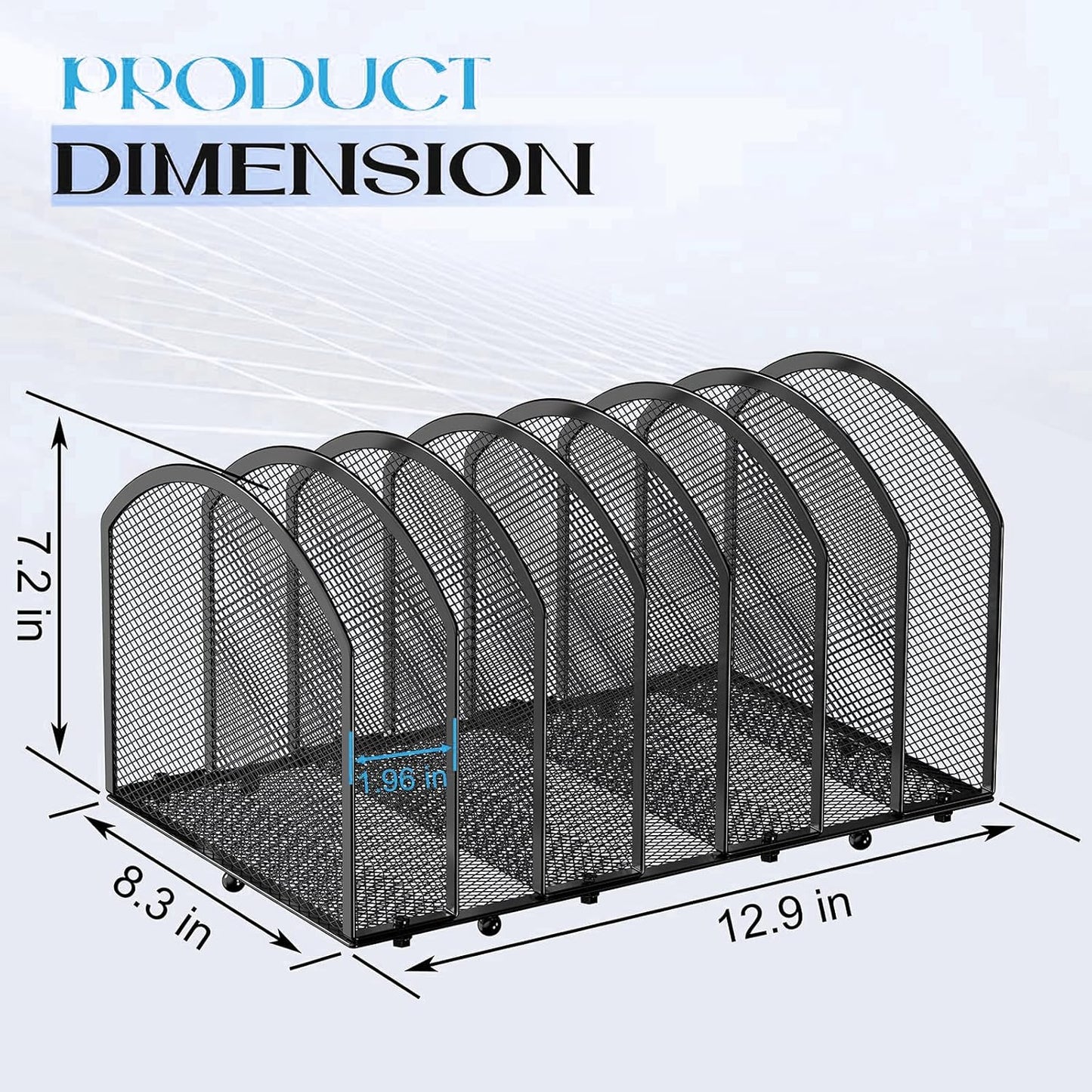 Gawerk 7-Section Desk File Organizer, Mesh Desktop Organizer File Sorter Office Organization Letter Holder, Vertical Desktop File Holder for Office Home, Black