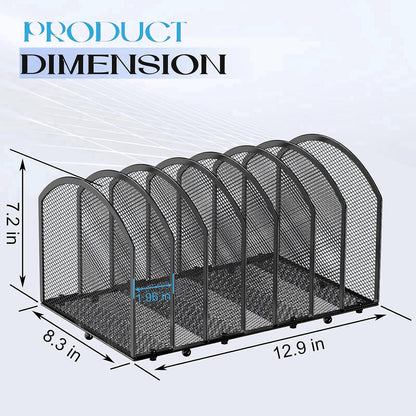 Gawerk 7-Section Desk File Organizer, Mesh Desktop Organizer File Sorter Office Organization Letter Holder, Vertical Desktop File Holder for Office Home, Black