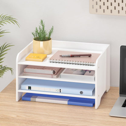 Bamboo Desk Organizer Mail Holder Countertop Letter Tray File Organizer for Desk Letter Sorter Paper File Storage for School Home Office Supplies