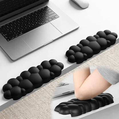 Laborio Elbow Pad for Desk, L-Shaped Desk Edge Arm Rest Cloud Wrist Rest, Non-Slip Memory Foam Wrist Pads, 2-Pack White Wrist Support for Keyboard, Mouse, Laptop