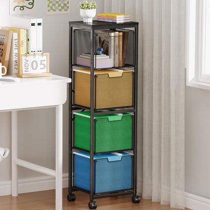 Sbanmao Rolling File Cart with 2 Storage Drawers, Mobile File Cabinet with Wheels, Hanging File Folder Organizer, Under Desk Storage, Printer Stand Utility Cart Filing Cabinet for Home Office,Black