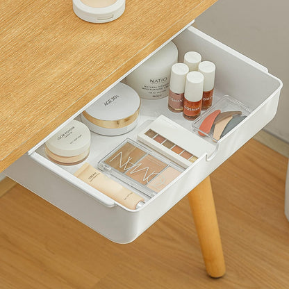 FRETONBA Large Under Desk Drawer Slide Out Organizer, Self-Adhesive Hidden Under Table Storage Drawer, Desk Drawer Attachment for Home Office Kitchen, White