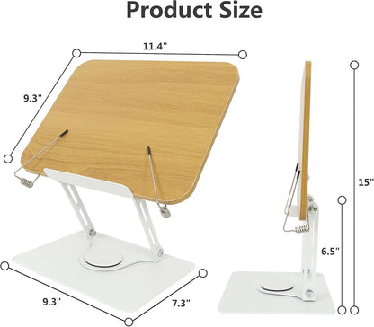Book Stand Laptop Stand Adjustable Book Holder Tray with Page Paper Clips Ergonomic Multi Heights Angles Adjustable Cooking Bookstands for Textbook Recipe Magazine Laptop Tablet Portable