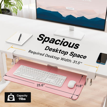 BONTEC KMT01 Under Desk Keyboard Tray, Pull-Out Keyboard & Mouse Platform with C-Clamp, 25.6 x 11.8 in Space-Saving Ergonomic Slide-Out Drawer, Black