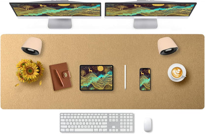 Bloss Leather Desk Pad and Keyboard Wrist Rest, Large Mouse Pad + Keyboard Pad+Mouse Wrist Support, Non-Slip Desk Mat Protector for Office, Home(31.5×15.7 Inches,Beige)