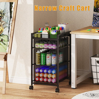 Rolling Utility Cart with 3 Drawers, Craft Organizer and Storage with DIY Divider, Lockable Wheels, Multi-Functional Storage for Art Supplies, Store for Brushes & Paints & Small Parts(Patent Pending)