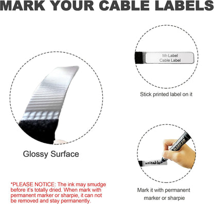 Mr-Label -1/2" Write on Cinch Straps - Reusable Fastening Cable Ties - Identify Quickly Cord Labels – Cable Organizer- for Data Centers|Telecom|MRO| Audio/Video Applications (20)