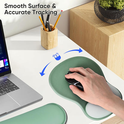 Wrist Rest Support for Mouse Pad Keyboard Set Circle Coaster Gaming Mouse Pad Ergonomic Gel Memory Foam Set for Computer, Laptop, Office, Pain Relief, Comfortably Typing Flowers KM-39