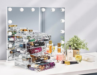 Sorbus Acrylic Makeup Organizer Set, 6-Drawer Vanity & Countertop Cosmetic Storage with Small & Wide Drawers, Clear Makeup Storage for Brushes, Lipsticks, Jewelry – Holiday Gift for Women & Teens