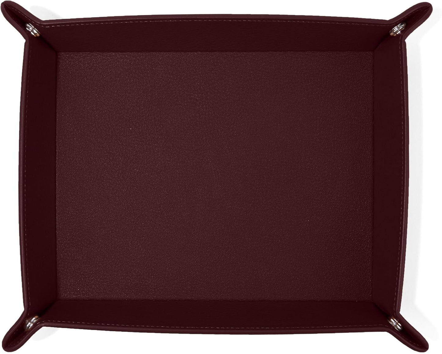 Leatherology Black Onyx Rectangle Valet Tray – Travel-Friendly Catchall Organizer with Snap Corners, Stitched Edge Detail & Gift Box – Desk Tray for Keys, Wallet, Watch & Accessories