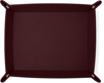 Leatherology Black Onyx Rectangle Valet Tray – Travel-Friendly Catchall Organizer with Snap Corners, Stitched Edge Detail & Gift Box – Desk Tray for Keys, Wallet, Watch & Accessories