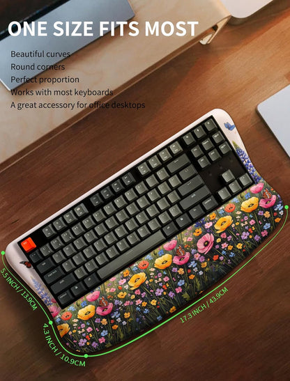 Ergonomic Wave Wrist Rest with Keyboard Stand, Cushioned Palm Rest, Comfortable Integrated Memory Foam for Natural Typing and Relieve Wrist Pain, Dark Night Black
