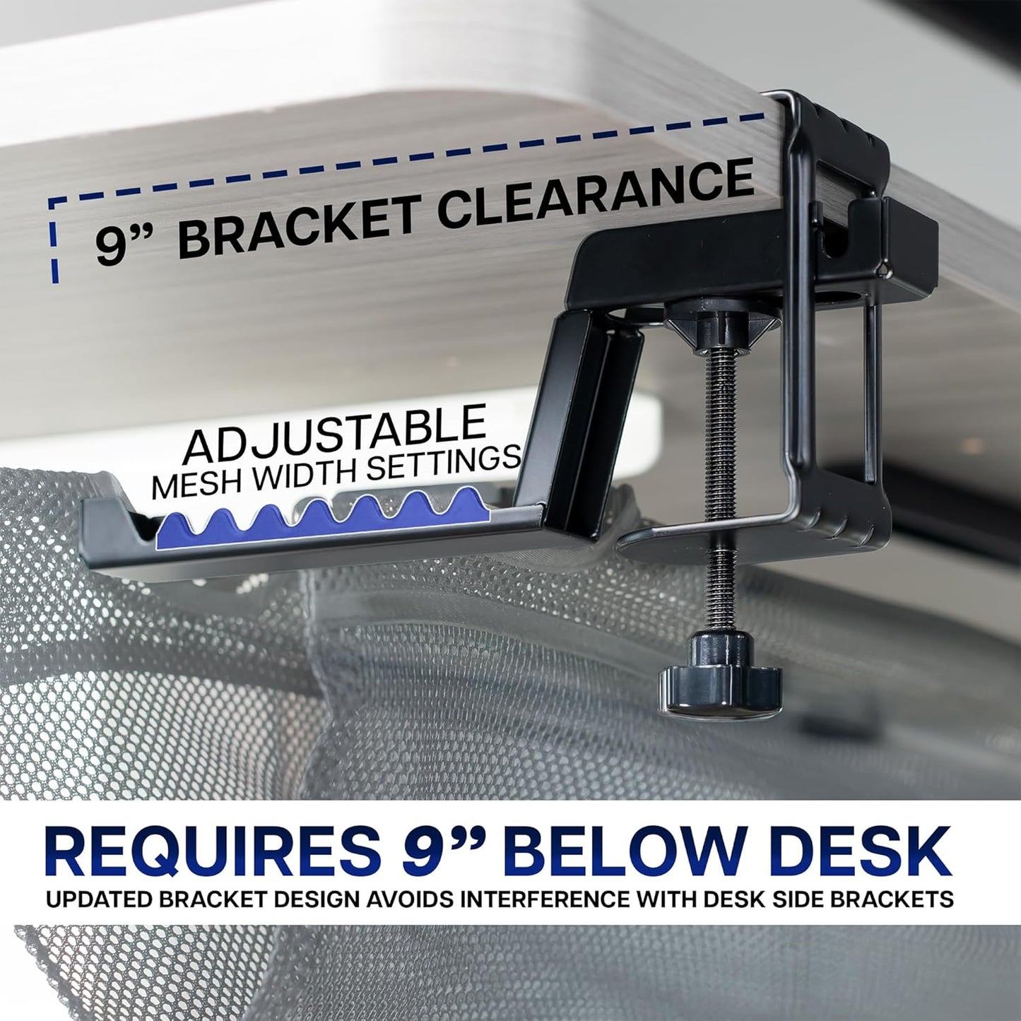 VIVO No Drill Clamp-on 36 inch Mesh Net Under Desk Cable Management Wire Organizer, Adjustable Home Office Standing Desk Cord Storage Sleeve, Black, DESK-AC36MH