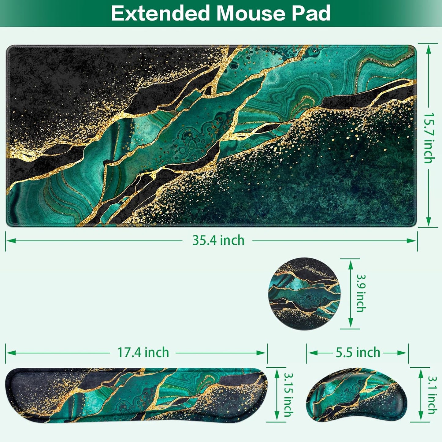 Desk Mat, Large Gaming Mouse Pad with Wrist Rest, 4in1 XXL Mousepad+Keyboard Wrist Rest+Mouse Pad Wrist Support+Cup Coaster Set Ergonomic Floral Computer Desk Arm Wrist for Decor Home Office Women