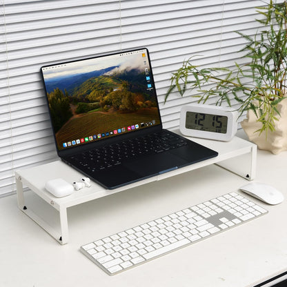 Adjustable Metal Monitor Stand - 11.6"-21.3" Ergonomic Desktop Riser for Computer/Laptop/TV, Heavy-Duty Office Shelf with Space-Saving Design (Black)