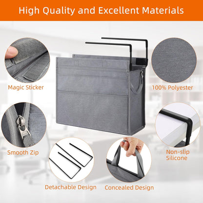 MASTLU Under Desk Hanging Storage Bag, Desk Organizer Storage, Office Side Storage Bag, Compatible with A4 Files, Detachable Handle Design, No Assembly Required, For Office Home School (Black)