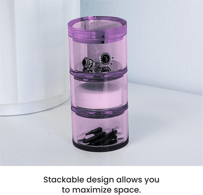 OfficeGoods 3-Tier Stackable Acrylic Holder- Stylish Desk Organizer and Storage for Office or Home – Transparent Round Design with Gold Metal Base