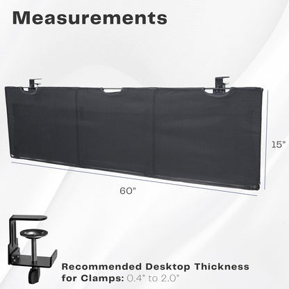 VIVO 48 Inch Clamp-on Privacy and Cable Management Organizer Sleeve, Wire Hider Kit Panel System, Desk Skirt, Black, DESK-SKIRT-48P